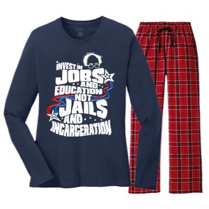 Bernie Sanders Invest In Jobs Women's Long Sleeve Flannel Pajama Set 