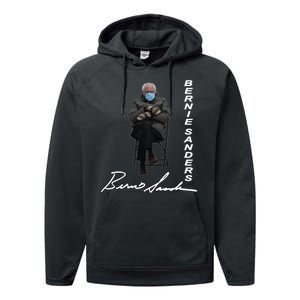 Bernie Sanders Mitten Meme Signature Performance Fleece Hoodie