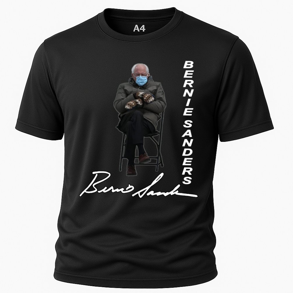 Bernie Sanders Mitten Meme Signature Cooling Performance Crew T-Shirt