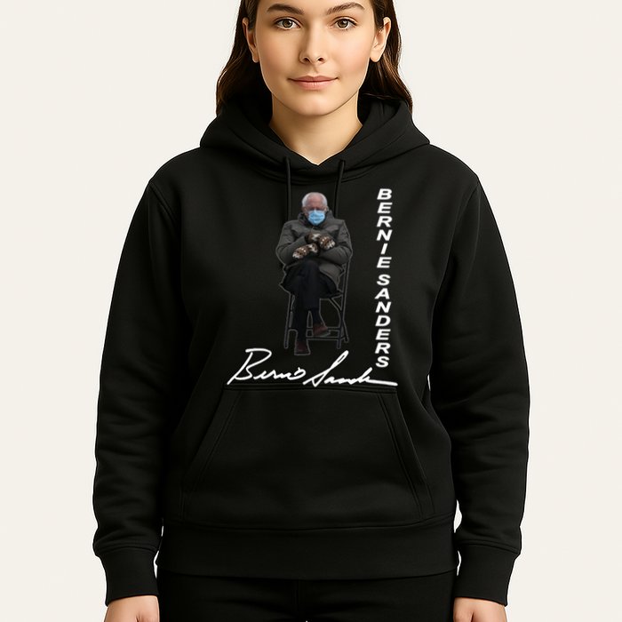 Bernie Sanders Mitten Meme Signature Hoodie
