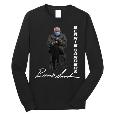 Bernie Sanders Mitten Meme Signature Long Sleeve Shirt