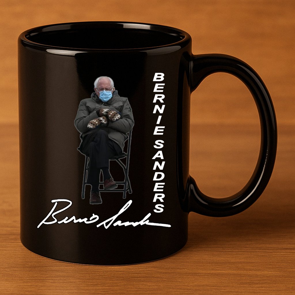 Bernie Sanders Mitten Meme Signature 11oz C Handle Ceramic Mug