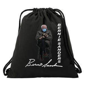 Bernie Sanders Mitten Meme Signature Drawstring Bag