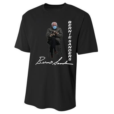 Bernie Sanders Mitten Meme Signature Performance Sprint T-Shirt