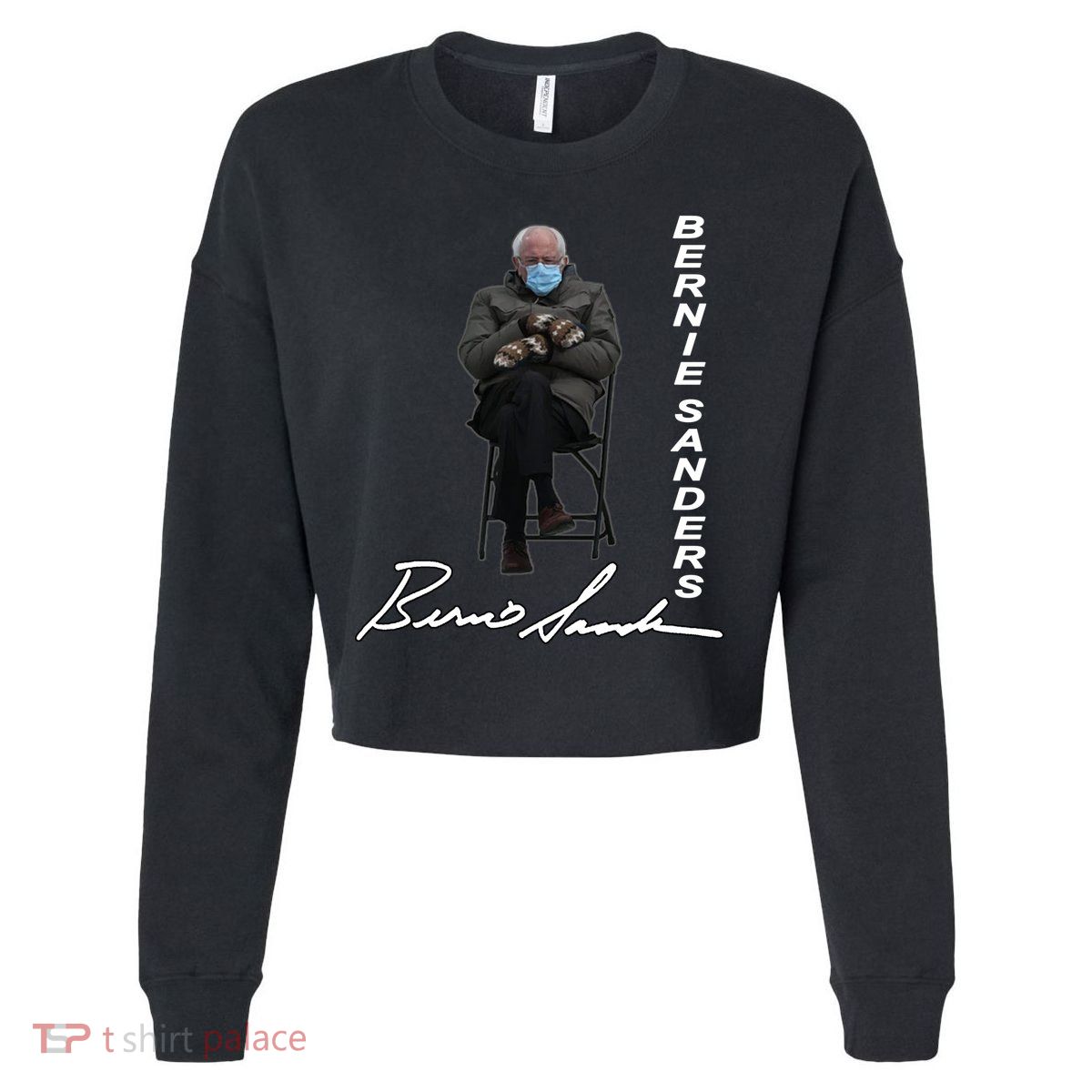 Bernie Sanders Mitten Meme Signature Cropped Pullover Crew