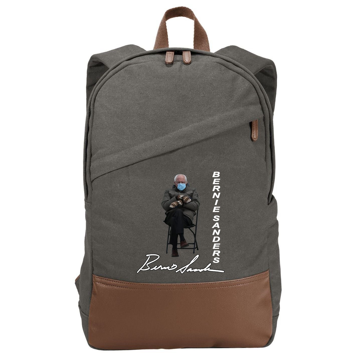 Bernie Sanders Mitten Meme Signature Cotton Canvas Backpack