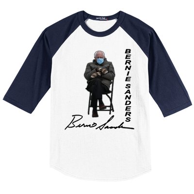 Bernie Sanders Mitten Meme Signature Baseball Sleeve Shirt