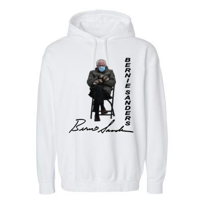 Bernie Sanders Mitten Meme Signature Garment-Dyed Fleece Hoodie