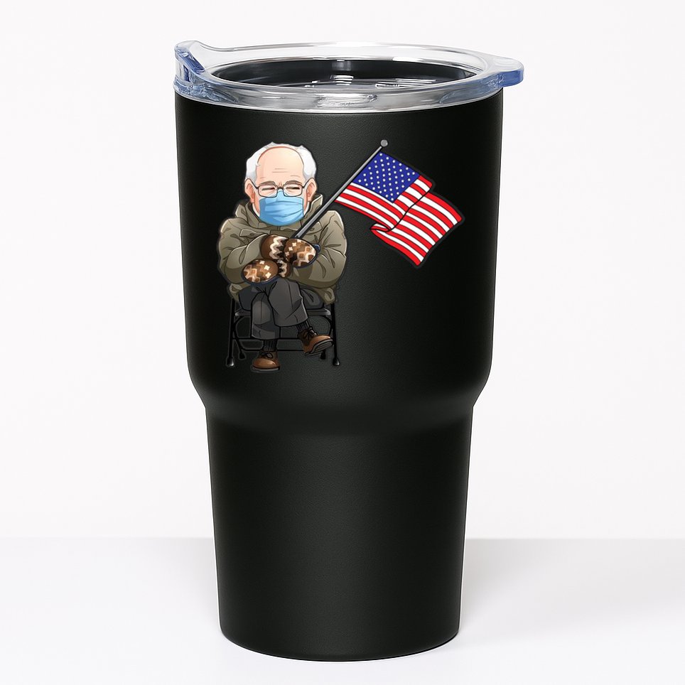 Bernie Sanders Mitten Meme USA Flag Tumbler