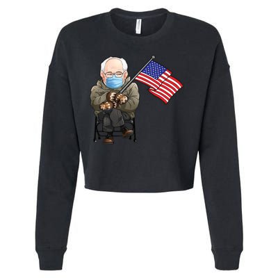 Bernie Sanders Mitten Meme USA Flag Cropped Pullover Crew