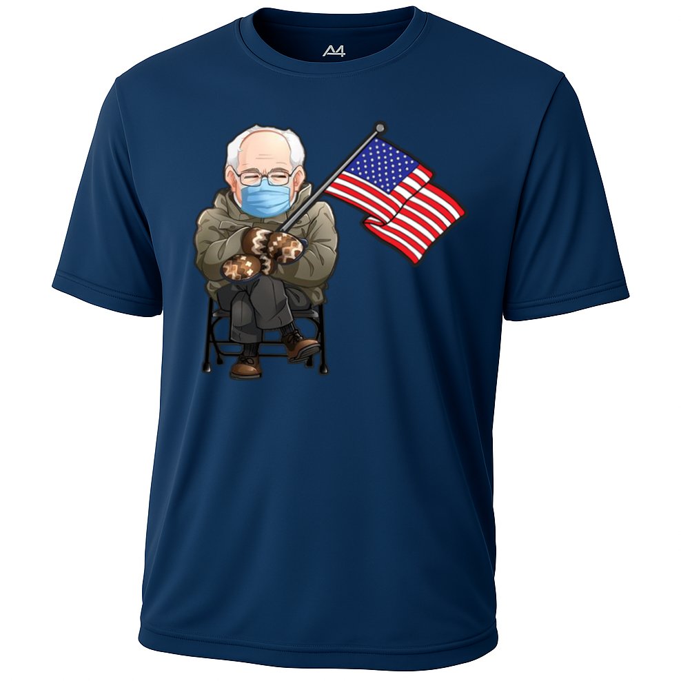 Bernie Sanders Mitten Meme USA Flag Cooling Performance Crew T-Shirt