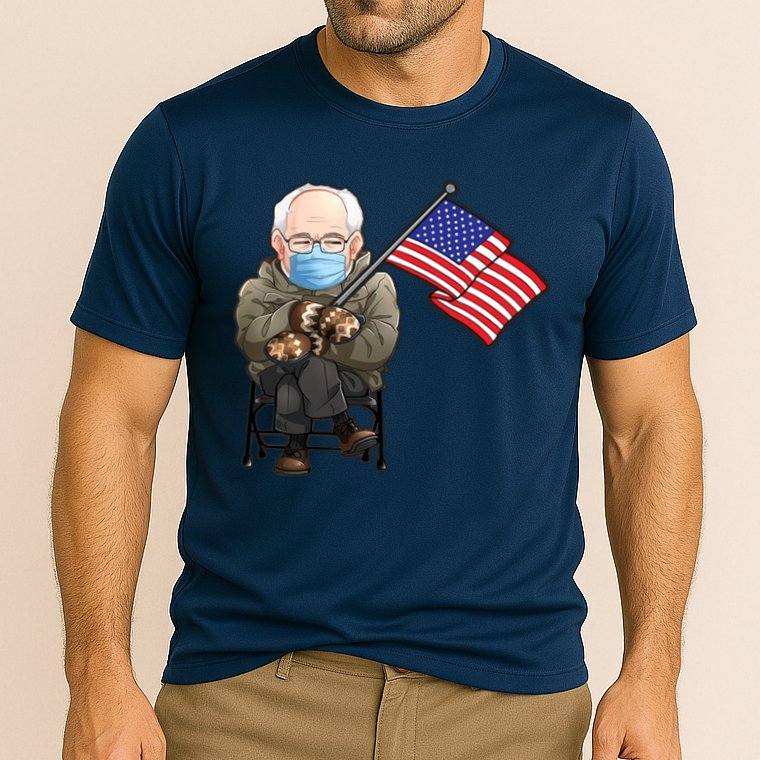 Bernie Sanders Mitten Meme USA Flag Cooling Performance Crew T-Shirt