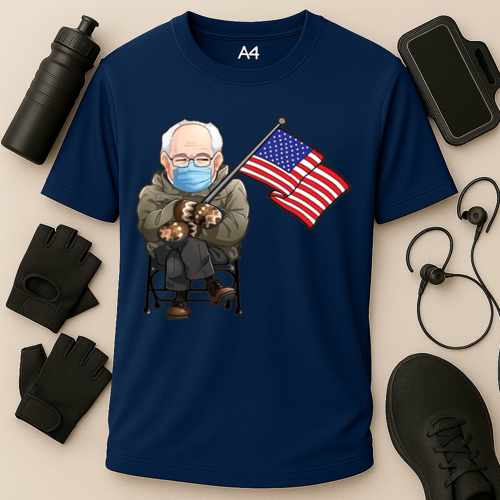 Bernie Sanders Mitten Meme USA Flag Cooling Performance Crew T-Shirt