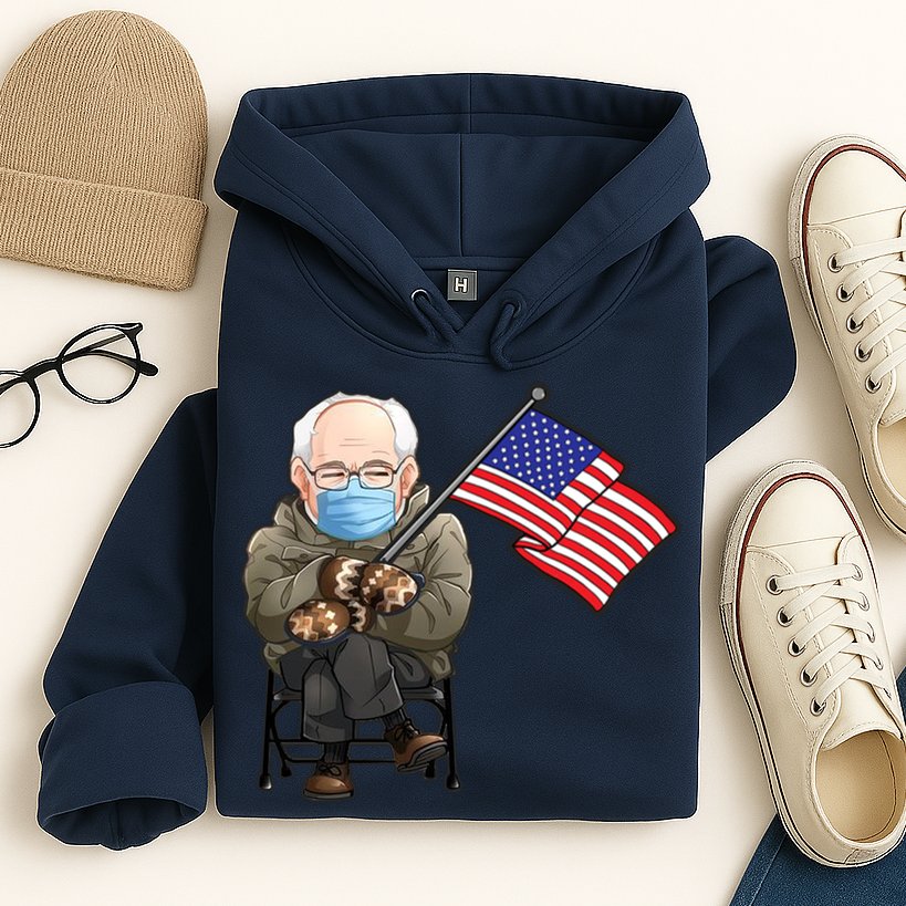 Bernie Sanders Mitten Meme USA Flag Hoodie