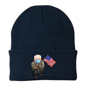 Bernie Sanders Mitten Meme USA Flag Knit Cap Winter Beanie