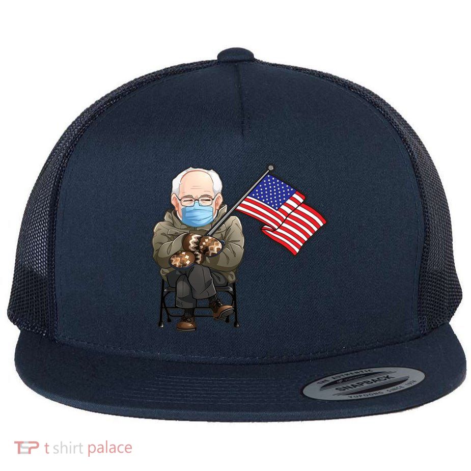 Bernie Sanders Mitten Meme USA Flag Flatbill Hat