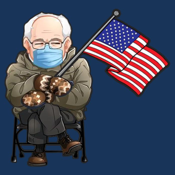 Bernie Sanders Mitten Meme USA Flag Visor