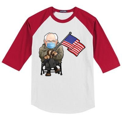 Bernie Sanders Mitten Meme USA Flag Kids Colorblock Raglan Jersey