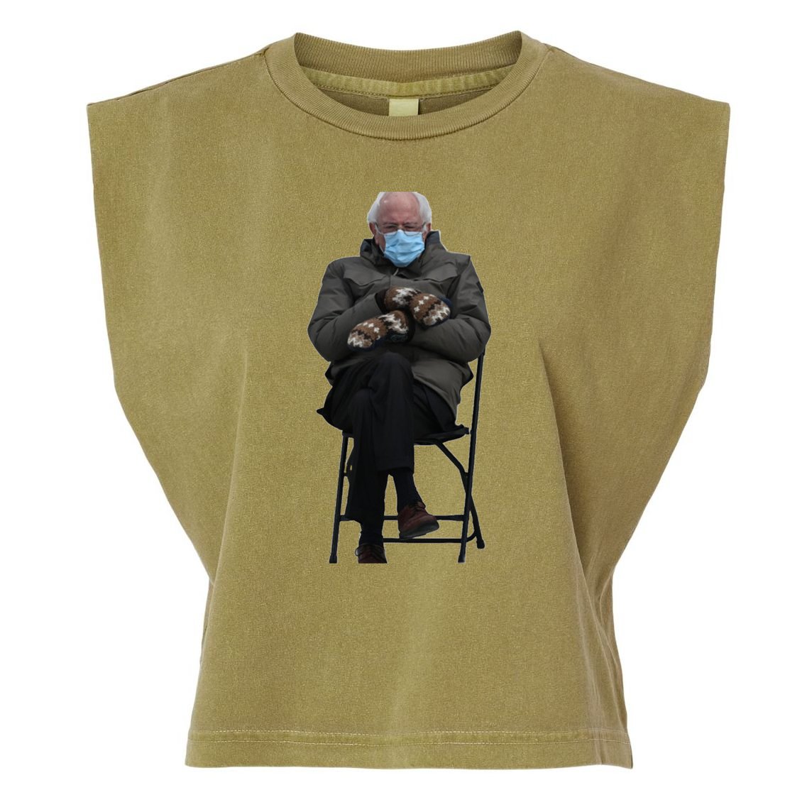 Bernie Sanders Mittens Sitting Inauguration Garment-Dyed Women's Muscle Tee