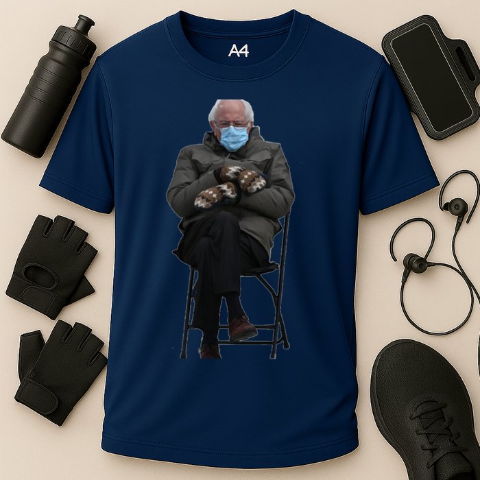 Bernie Sanders Mittens Sitting Inauguration Cooling Performance Crew T-Shirt