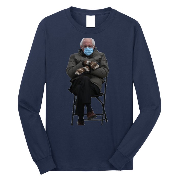 Bernie Sanders Mittens Sitting Inauguration Long Sleeve Shirt