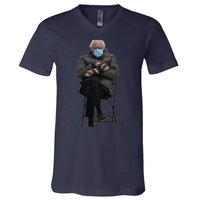 Bernie Sanders Mittens Sitting Inauguration V-Neck T-Shirt