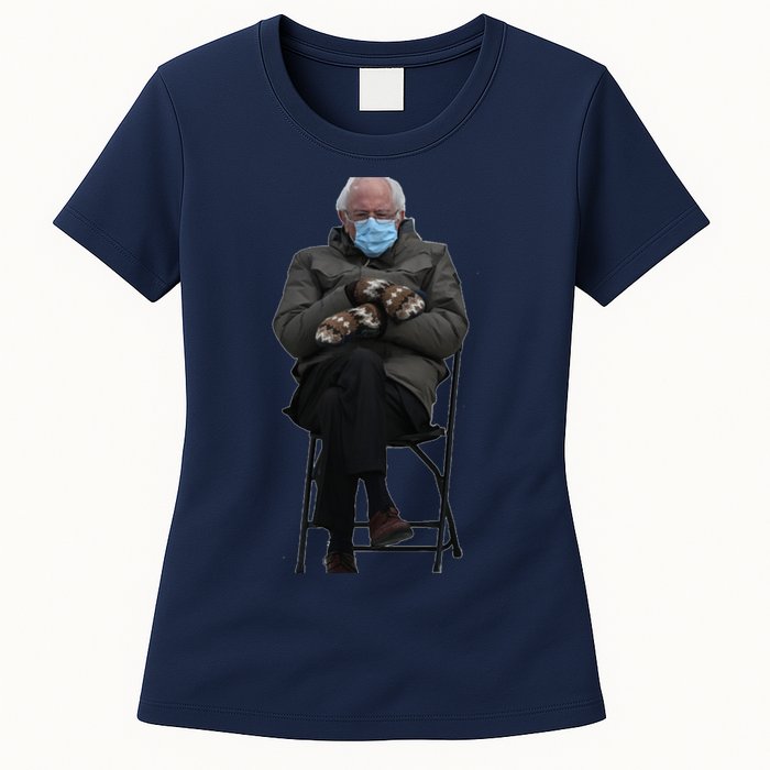 Bernie Sanders Mittens Sitting Inauguration Womens T-Shirt
