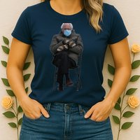 Bernie Sanders Mittens Sitting Inauguration Womens T-Shirt