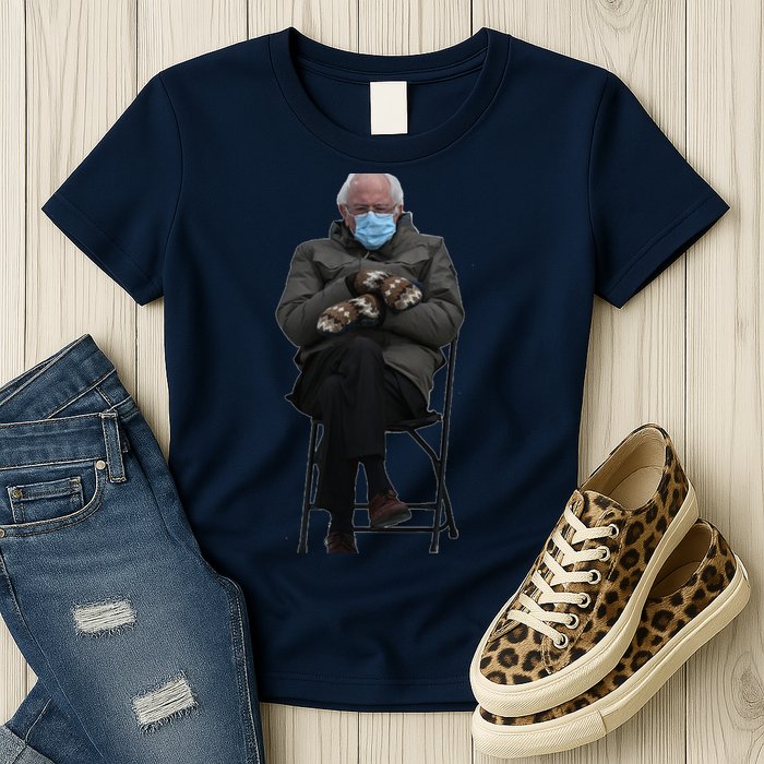 Bernie Sanders Mittens Sitting Inauguration Womens T-Shirt