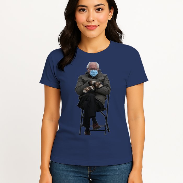 Bernie Sanders Mittens Sitting Inauguration Womens T-Shirt