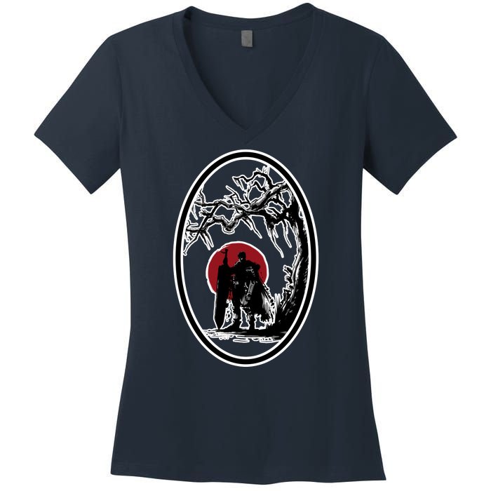 Bersek BloodMoon Tree Women's V-Neck T-Shirt