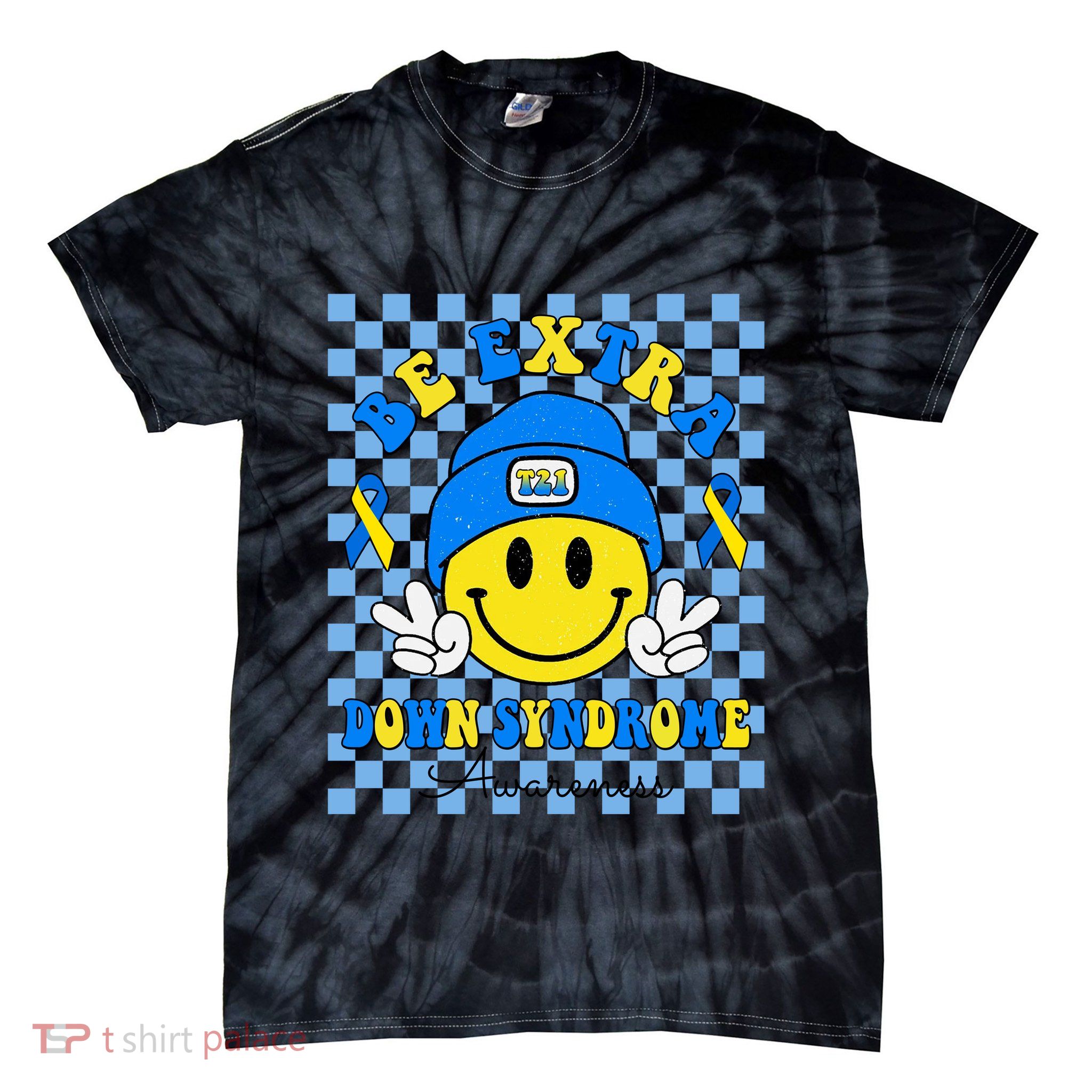 Be Extra Smile Face Down Syndrome Awareness Tie-Dye T-Shirt