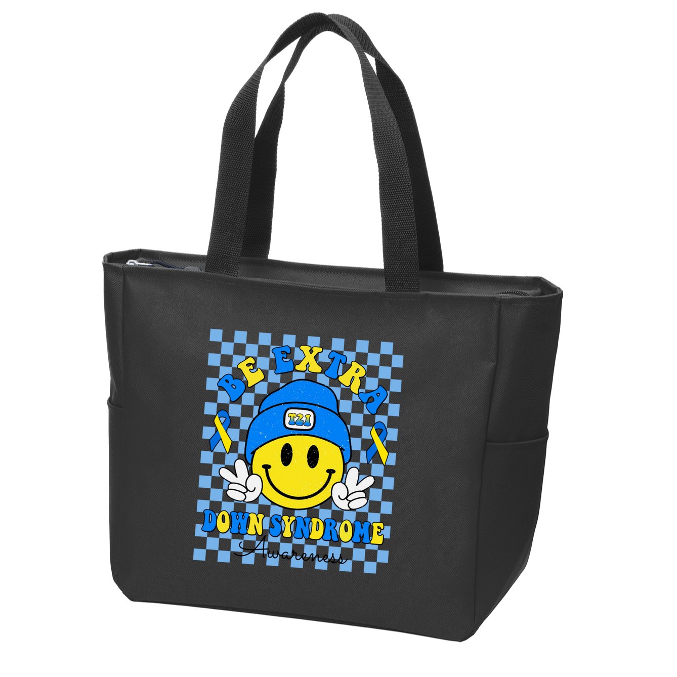 Be Extra Smile Face Down Syndrome Awareness Zip Tote Bag