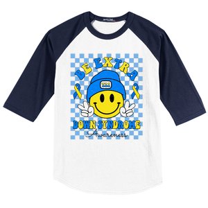 Be Extra Smile Face Down Syndrome Awareness Baseball Sleeve Shirt