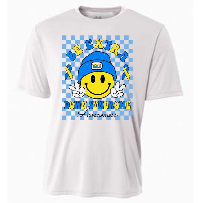 Be Extra Smile Face Down Syndrome Awareness Cooling Performance Crew T-Shirt