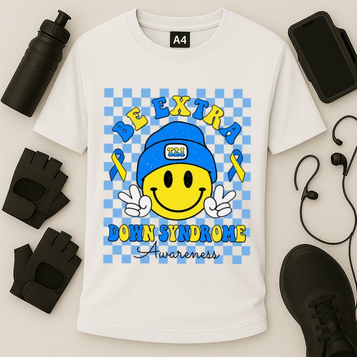 Be Extra Smile Face Down Syndrome Awareness Cooling Performance Crew T-Shirt