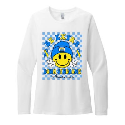 Be Extra Smile Face Down Syndrome Awareness Womens CVC Long Sleeve Shirt