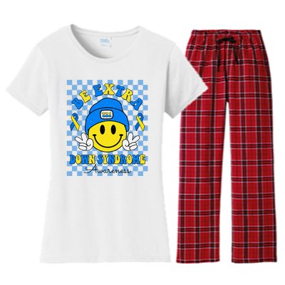 Be Extra Smile Face Down Syndrome Awareness Women's Flannel Pajama Set