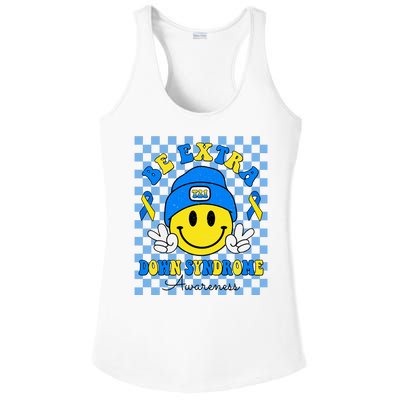 Be Extra Smile Face Down Syndrome Awareness Ladies PosiCharge Competitor Racerback Tank