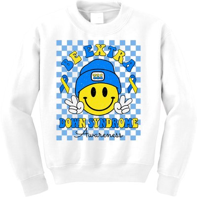 Be Extra Smile Face Down Syndrome Awareness Kids Sweatshirt