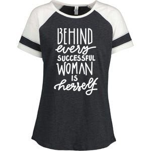 Behind Every Successful Woman Is Herself Enza Ladies Jersey Colorblock Tee