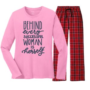 Behind Every Successful Woman Is Herself Women's Long Sleeve Flannel Pajama Set 