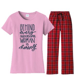 Behind Every Successful Woman Is Herself Women's Flannel Pajama Set