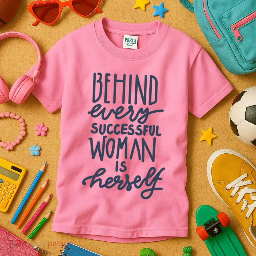 Behind Every Successful Woman Is Herself Kids T-Shirt