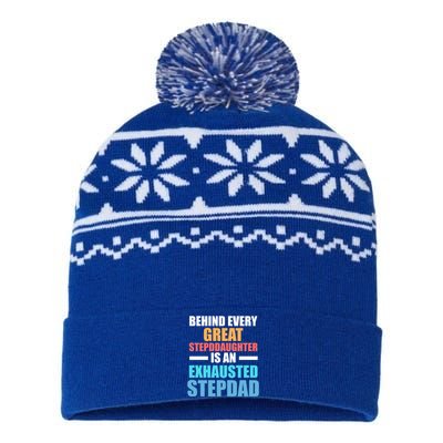 Behind Every Stepdaughter Is A Stepdad Stepdad Gift USA-Made Snowflake Beanie