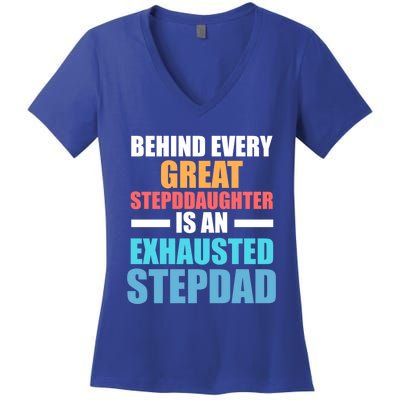 Behind Every Stepdaughter Is A Stepdad Stepdad Gift Women's V-Neck T-Shirt