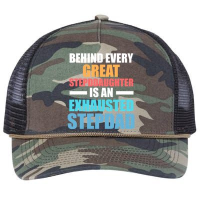 Behind Every Stepdaughter Is A Stepdad Stepdad Gift Retro Rope Trucker Hat Cap