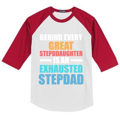 Behind Every Stepdaughter Is A Stepdad Stepdad Gift Kids Colorblock Raglan Jersey