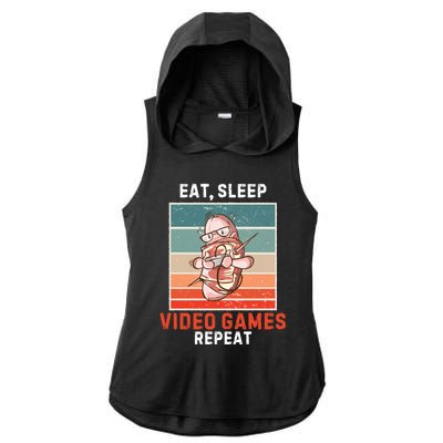 Bacon Eat Sleep Video Games Repeat Vintage Video Games Great Gift Ladies PosiCharge Tri-Blend Wicking Draft Hoodie Tank