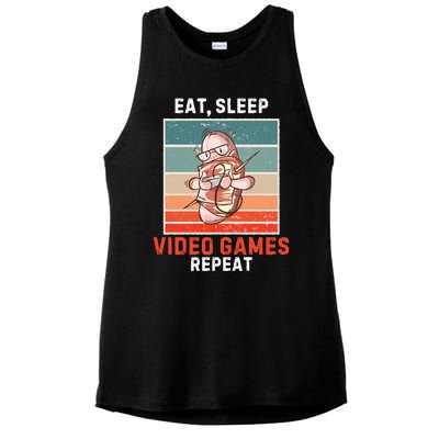 Bacon Eat Sleep Video Games Repeat Vintage Video Games Great Gift Ladies PosiCharge Tri-Blend Wicking Tank